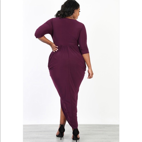 Curvy Collection Plum Surplice Maxi Dress - Picture 2 of 6